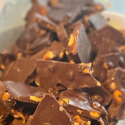 Cashew, Coconut, Cranberry, Caramel Belgium Chocolate Bark